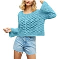 thumbnail image 2 of BONIXOOM Sweaters For Women Modern Fit Sweater Pullover Vacation Crew Neck Sweaters For Women Clearance Blue L(US:8), 2 of 4