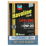 Chevron Havoline Lifelong 0W-20 Full Synthetic Motor Oil, 6 Quarts (Smart Change Box)