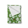thumbnail image 2 of Ladybugs Soft Flannel Fleece Throw Blanket, Chamomile Bouquet Botanical Flora and Fauna on Green Backdrop, Cozy Plush for Indoor and Outdoor Use, 70" x 90", Vermilion Yellow, by Ambesonne, 2 of 6