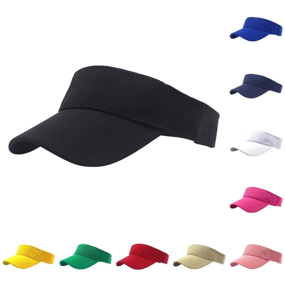 SGMVNU Visor Sun Hats for Women Adjustable Empty Top Baseball Cap Solid Color Cotton Sports Tennis Cap, Black, Size: One Size
