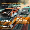 thumbnail image 6 of Car 2.4GHz Remote Control Drift Car 1:24 30KM/H High Speed Drift Remote Controlled 4WD Vehicle With Front Lights Bottom Lights Tail Wing Lights Replaceable Wheels, 6 of 6