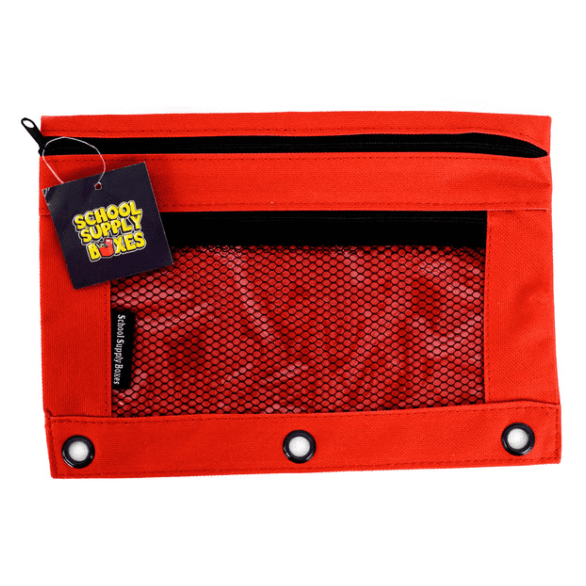 School Supply Boxes | 3 Ring Pencil Bag / Binder Pouch  | 96 Pack | Various Colors (Red, Blue, Green Yellow, or Black)