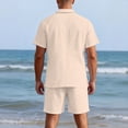 thumbnail image 6 of Laqbezok Men's 2-Piece Linen Set, Casual Short Sleeve Button Down Shirt and Drawstring Shorts Outfit, Relaxed Fit Summer Beach Resort Wear with Pockets, 6 of 6
