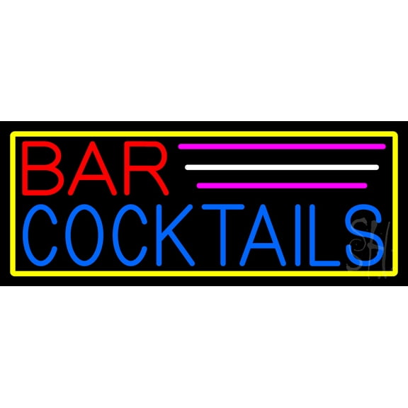 Red Bar Cocktail LED Neon Sign 13 x 32 - inches, Clear Edge Cut Acrylic Backing, with Dimmer - Bright and Premium built indoor LED Neon Sign for Bar decor.