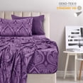 thumbnail image 3 of Lux Decor Collection Paisley Printed Twin Bed Sheets Set, 4 Pc Microfiber Bedding Set, Fitted Bed Sheet, Flat Sheet, 2 Pillow Covers - Purple, 3 of 7