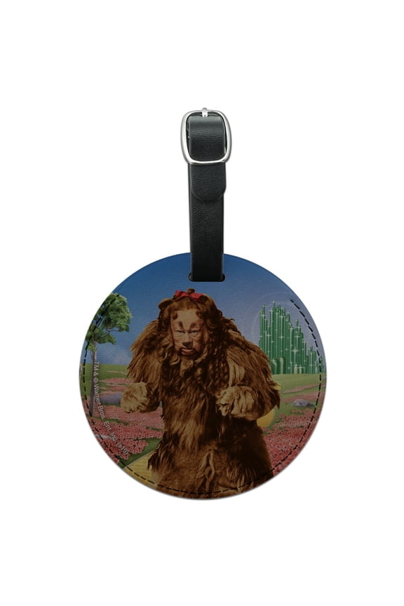 Wizard of Oz Lion Character Round Leather Luggage Card Suitcase Carry-On ID Tag