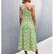 thumbnail image 1 of Vestido Sin Mangas De Un Hombro Vestido Fruncido De Un Hombro Vestido Midi Con Estampado Floral Vestido Elegante Con Estampado Floral OTVIAP Blanco y Verde XL, 1 of 5