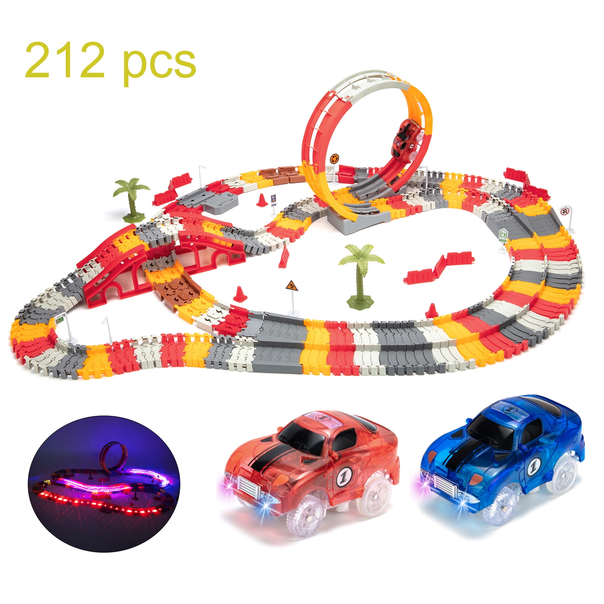 YouLoveIt Race Car Flexible Track Set Construction Themed Race Tracks