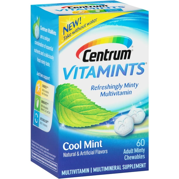 Centrum VitaMints Adult Multivitamin Chewables, Cool Mint, 60 Ct ...