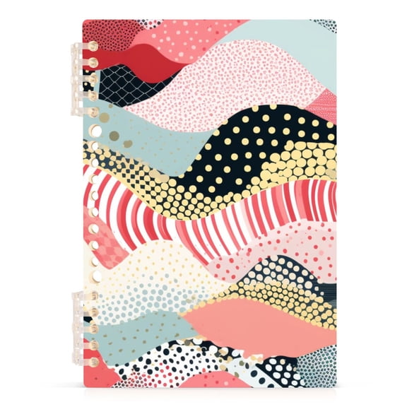 Spiral Journal Notebook Stripe with Gold College Ruled Notebook 8.3" x 5.7" A5 Lined Thick Paper Page