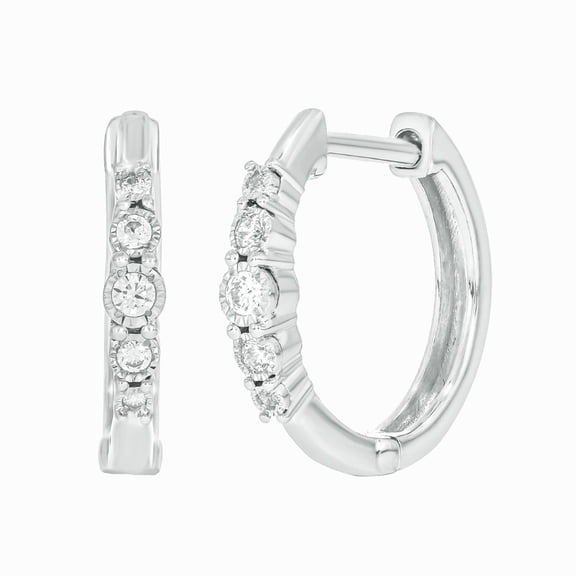 Cali Trove Classic 1/10 Ct Diamond Huggie Hoop Earrings for Women in Sterling Silver