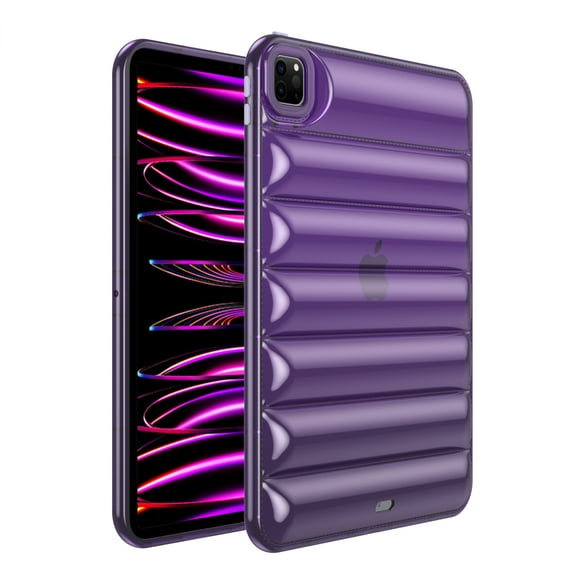 Allytechgroup iPad Pro 11 Inch M4 2024 Case, Clear Flexible TPU Anti-Scratch Bumper Rugged Shockproof Protective Transparent Tablet Case Cover for Apple iPad Pro 11" 2024, Purple