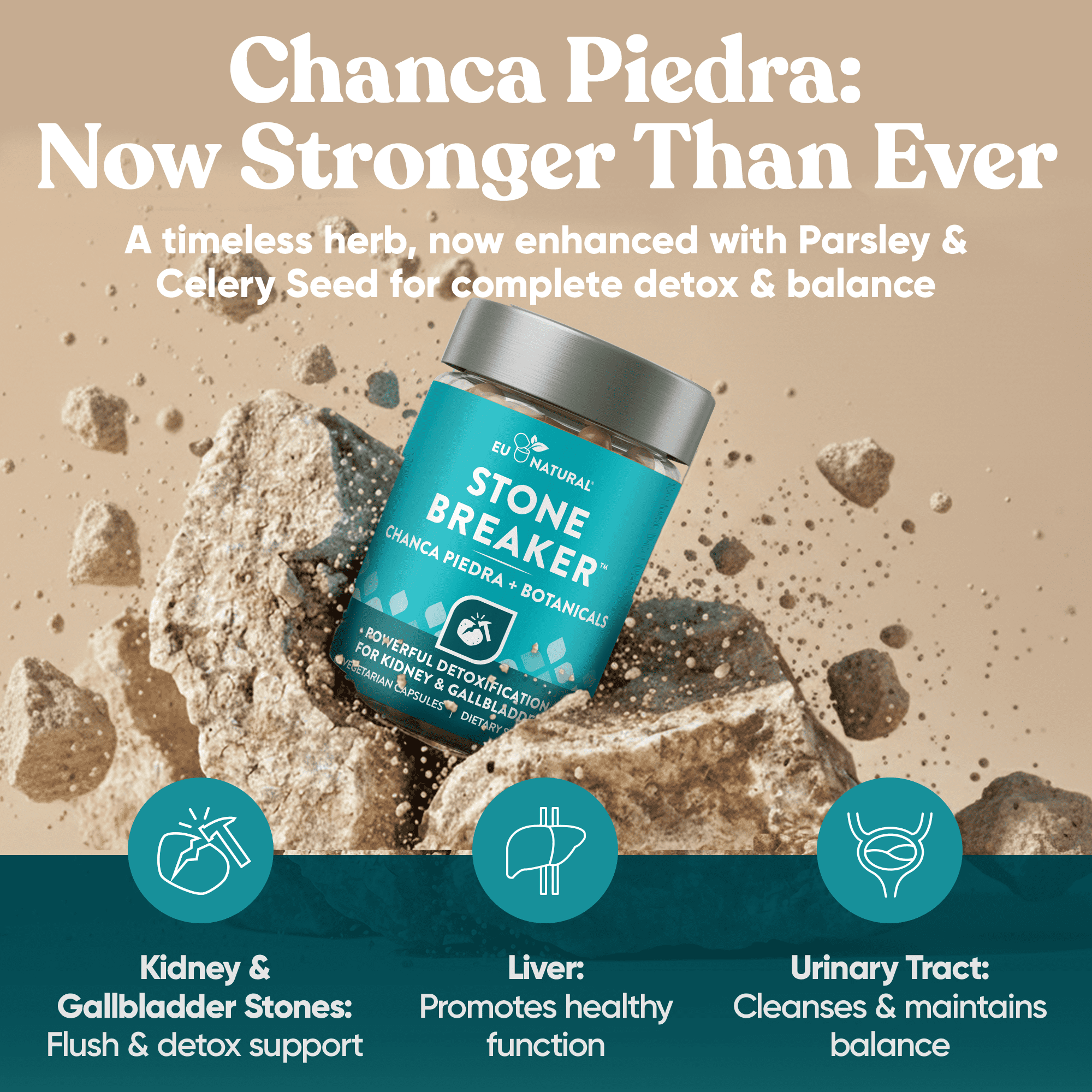 Eu Natural  Stone Breaker Chanca Piedra – 60 Vegetarian Capsules