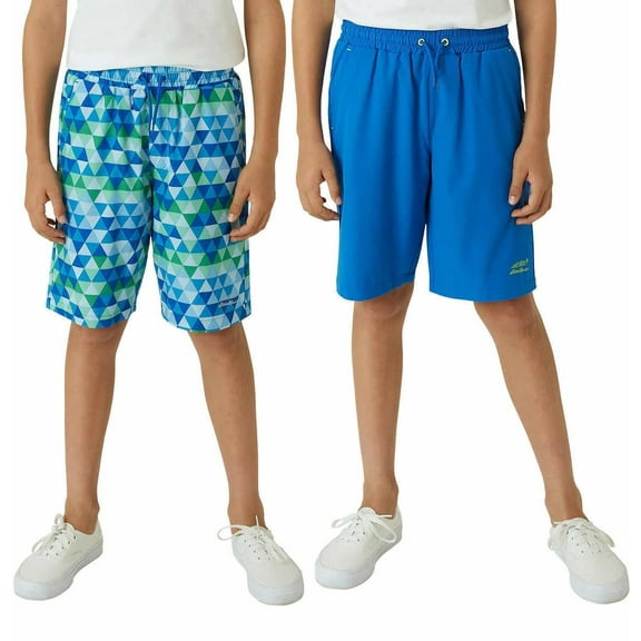 Eddie Bauer Boys 2-Pack Hybrid Shorts (Geometric/Bright Blue, L-14/16)