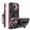 Pink, variant on Hybrid Military-Grade Shockproof Case for iPhone 15 Features Hidden Kickstand, Detachable Rotating Belt Clip, and Robust Armor Protection, Black