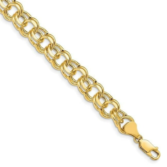 Primal Gold 14 Karat Yellow Gold Lite 8.5mm Double Link Charm Bracelet