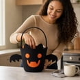thumbnail image 7 of Halloween Treat Bag, Black Reusable Bat Goody Tote Bucket, Portable Felt Basket for Halloween Party Favor Supplies, 7 of 7
