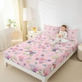 thumbnail image 4 of jejeloiu Kawaii Flying Butterfly Bed Sheets,Cute Rustic Floral King Sheets,Pink Flower Sheet Set For Girls,Microfiber Bedroom Decor,4 Pieces, 4 of 7