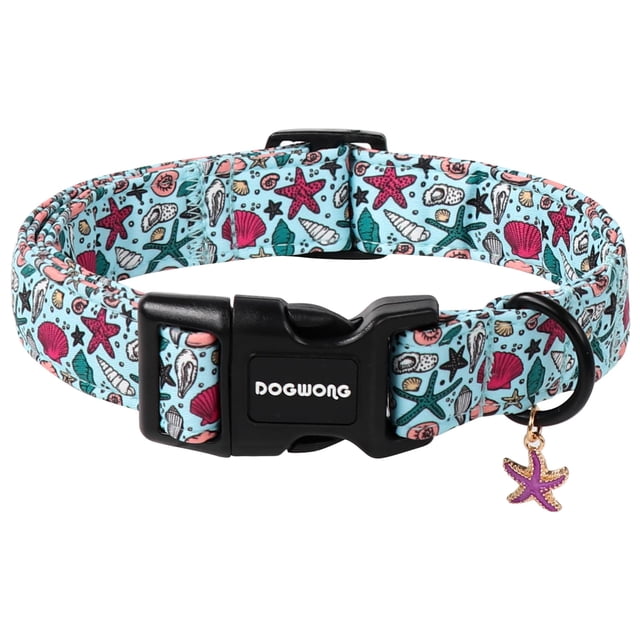 Collar para perro DOGWONG azul veraniego ajustable 28-41 cm