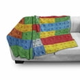thumbnail image 3 of Cartoon Soft Flannel Fleece Blanket, Colorful Building Blocks Print Childish Funny Vivid Educational Playtime Themed, Cozy Plush for Indoor and Outdoor Use, 50" x 70", Green and Blue, by Ambesonne, 3 of 6