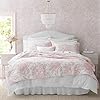 Reversible Queen Quilt Set - 100% Cotton Lightweight Bedding with Matching Shams, All-Season Home Decor in Bedford Pink