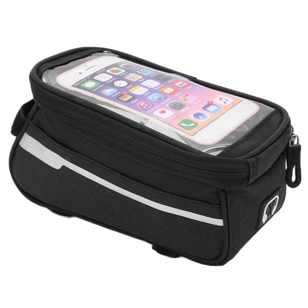 Bolsa para teléfono de bicicleta, de poliéster, impermeable, para cuadro frontal de bicicleta de montaña.