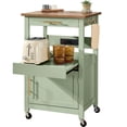 thumbnail image 1 of Best Choice Products Rolling Kitchen Island Cart, Cabinet W/ Drawer, Sliding Tray, Outlet, Wheels, Hooks - Pistachio Green, 1 of 9