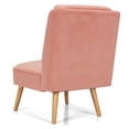 thumbnail image 4 of Topcobe Velvet Accent Armless Side Chair with Rubber Wood Legs, Single Sofa Chair for Living Room Bedroom Balcony, Simple Stylish Design, Pink, 4 of 10
