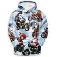thumbnail image 2 of Biker Santa Christmas Hoodie, Funny Motorcycle Holiday Pullover, Cool Winter Riding Hooded Sweatshirt, Santa on Bike Festive Xmas Gift for Men Women Friends, 2 of 6