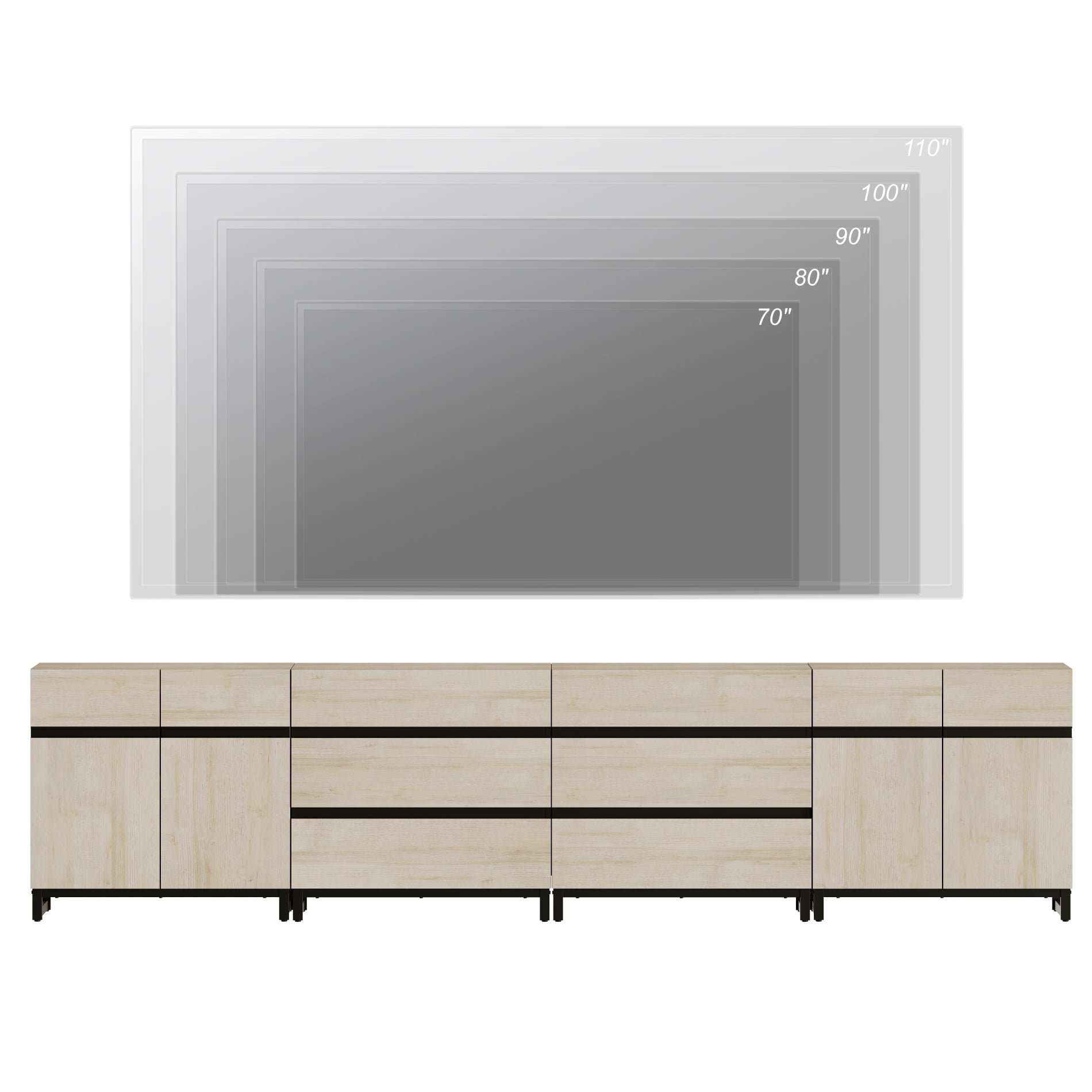 WAMPAT Modern 4-in-1 TV Stand for TVs up to 120 Inch, Media TV Console with Adjustable Shelves & 6 Drawers, Entertainment Center for Living Room and Bedroom