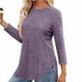 thumbnail image 3 of Coorders Long Sleeve Tunic Shirts for Women, No Bunderies Tunic Tops for Women, Loose Fit Dressy Crew Neck Pullover Basic Sweaters for Women Fall Outfit,PurpleSize, XXL, 3 of 6
