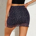thumbnail image 5 of Womens Skirts Sexy Floral Printed Mesh High Waist Double Layer Slim Hip Lifting Skorts Navy Casual Skater Skirt L, 5 of 6