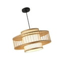 thumbnail image 3 of Runquan Bamboo Woven Pendant Lamp with Adjustable Cord Handmade Traditional Rustic Weave Ceiling Light for Kitchen Restaurant Hallway B, 3 of 8