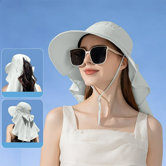Womens Sun Hat Wide Brim Gardening Hat with Neck Flap Sun Hats Hiking Fishing Hat Wide Brim Hat with Large Neck Flap Sun Protection Hats for Men and Women