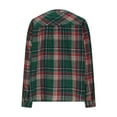 thumbnail image 6 of Lenpel Blouses for Women Trendy Long Sleeve V Neck Quarter Button Plaid Dressy Casual Tops Loose Work Shirts(Green,X-Large), 6 of 7