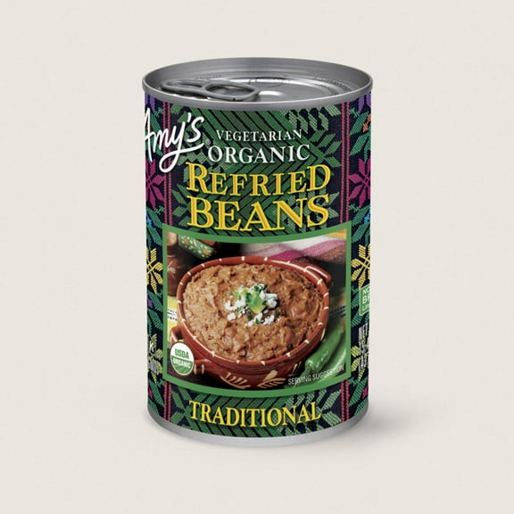 Pack of 12, Amys Organic Vegetarian Traditional Refried Beans, 15.4 oz