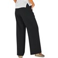 thumbnail image 6 of Women's Cotton Linen Wide Leg Palazzo Pants High Waisted Solid Color Loose Long Pants Casual Baggy Comfy Flowy Trousers, 6 of 7