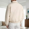 thumbnail image 4 of Wyobmus Men's Wool Blend Zip Up Jacket Notch Lapel Lightweight Casual Stylish Bomber Jackets With Pockets Beige, 4 of 5