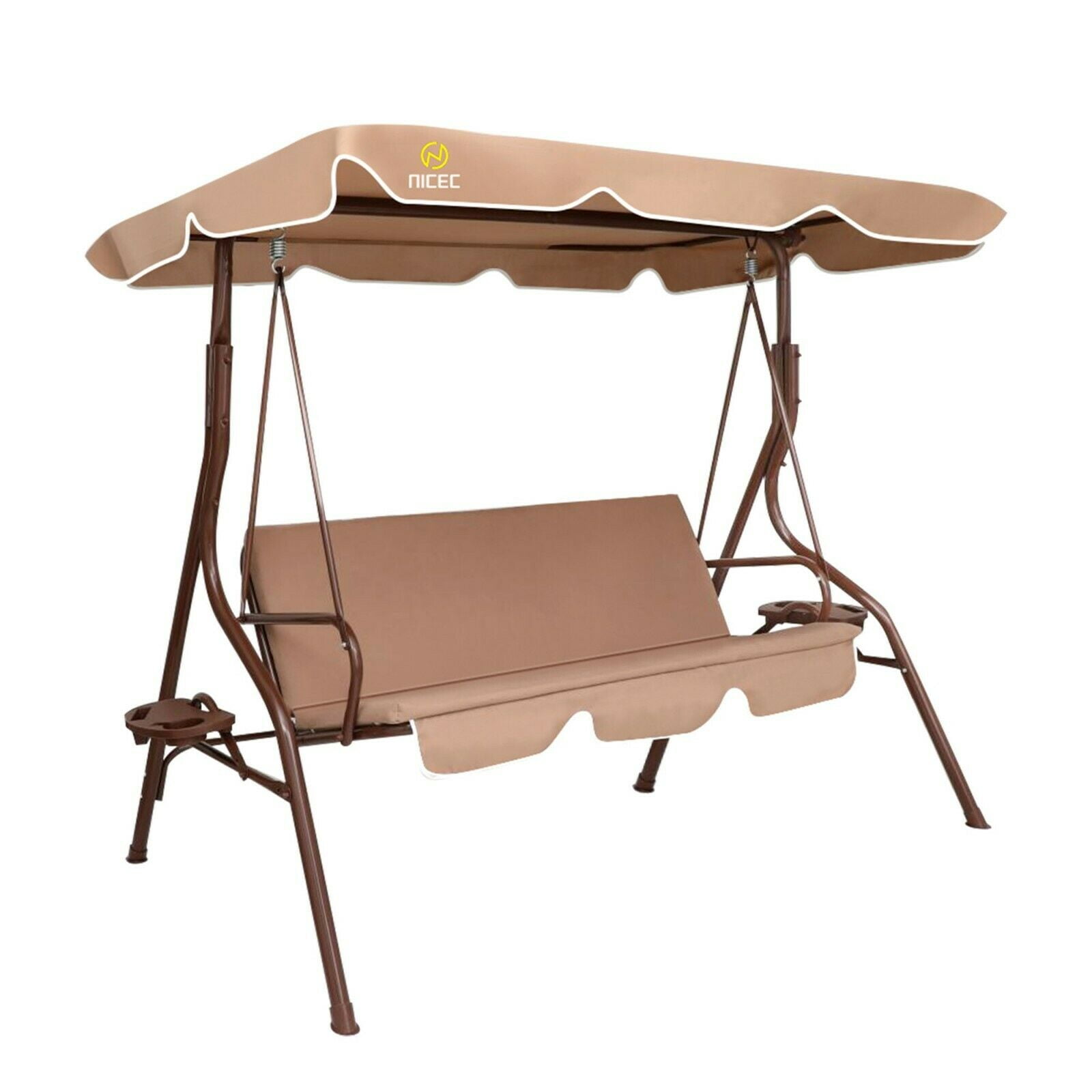 Details about   3-Person Swing Chair Patio Hanging Bench Outdoor W/Canopy & Removable Cushion 