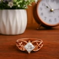 thumbnail image 5 of Mooneye 0.75 Ctw Square Moissanite Diamond 925 Sterling Silver Rose Vermeil Celtic Women Gifts Ring, 5 of 7