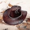 thumbnail image 2 of Gtoiithly Cowboy Hat for Women Men Retro Western Wide Brim Hats for Outdoor Work and Travel Sunscreen Caps Brown2, 2 of 3