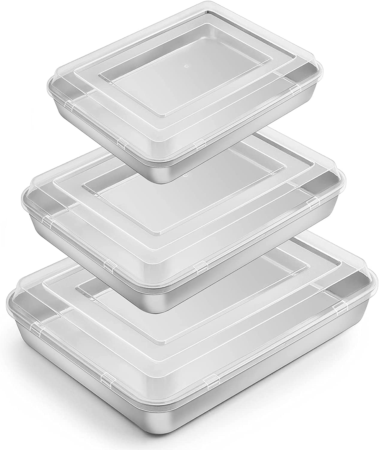 Walchoice Baking Pan with Lid Set of 6, Stainless Steel Rectangular