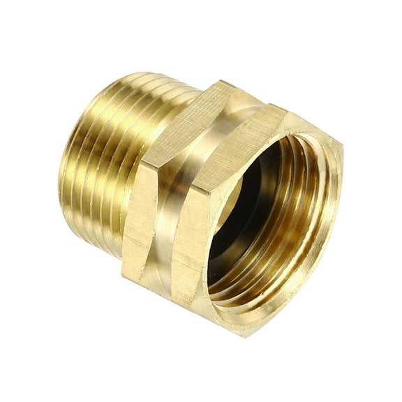 3/4" GHT Female x 1/2" NPT Male Hose Adapter, Garden Hose Connector, Gold