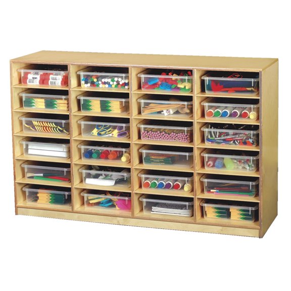 Childcraft Mobile Cubby Unit, 24 Clear Trays, 47-3/4 x 14-1/4 x 30 Inches