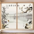 thumbnail image 2 of Películas para ventanas de estilo chino con pintura de tinta china, flores, pájaros, película de vidrio, autoadhesivas, estáticas, esmeriladas, 2 of 5