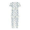 thumbnail image 4 of YUGYXL Womens Capri Pajama Sets Short Sleeve Sleepwear Top and Capri Pants Trendy Printed 2 Piece Loungewear with Pockets Blue M, 4 of 5