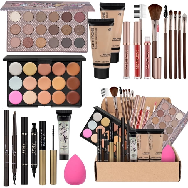 Kit de maquillaje MONRUEVT Paleta de sombras de ojos de 18 colores para mujeres y niñas