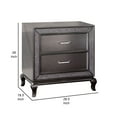 thumbnail image 5 of Benjara Ony 30 Inch Nightstand, 2 Drawers, Solid Wood, Chrome, Graphite Gray Finish, 5 of 6