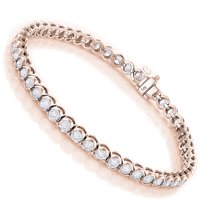 Luxurman Ladies 14K Natural 6 Ctw Diamond Tennis Bracelet With Half Bezel Setting For Her (Rose Gold)