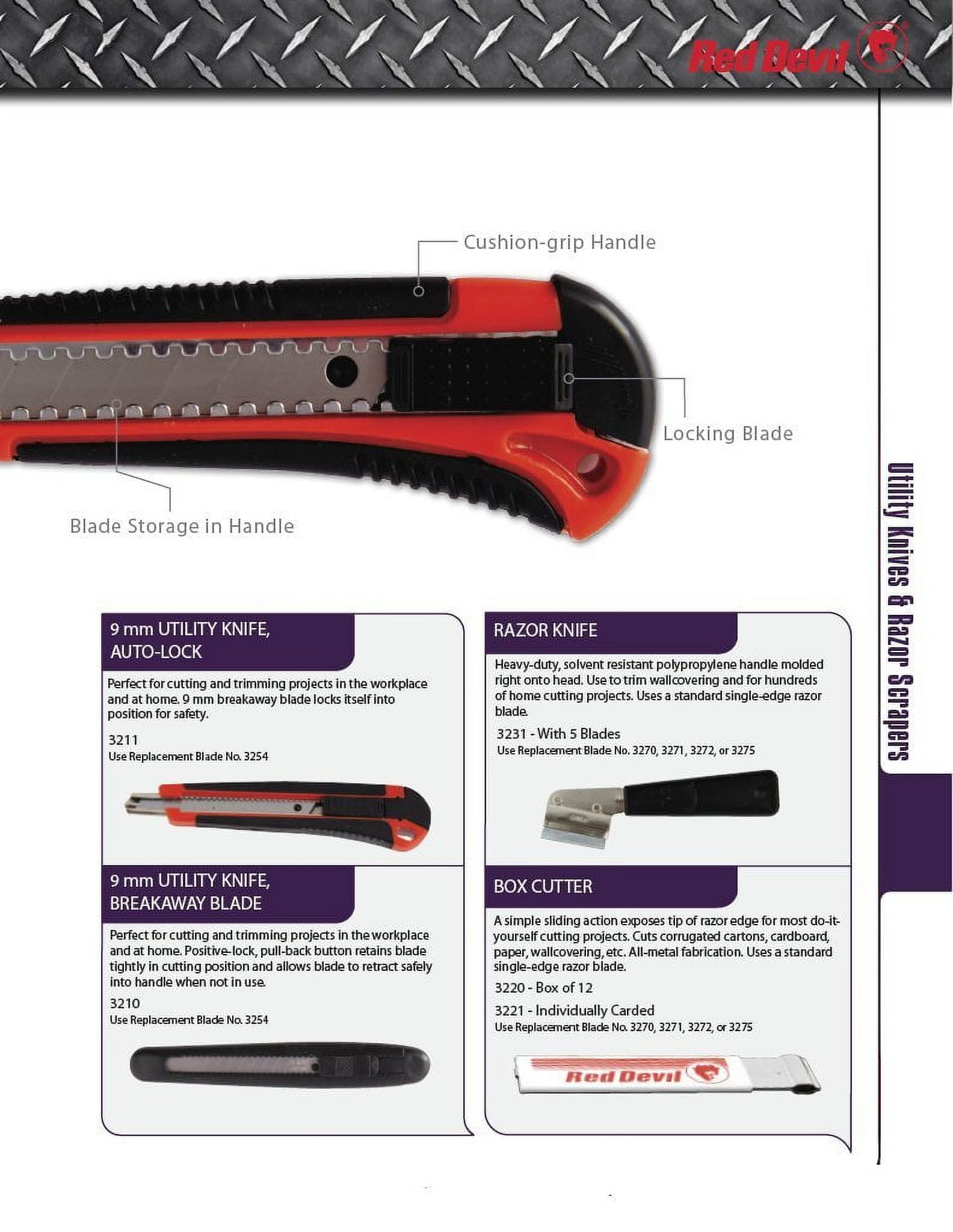 Red Devil 630-3210 9mm Breakaway Blade Utility Knife with 12 Edges